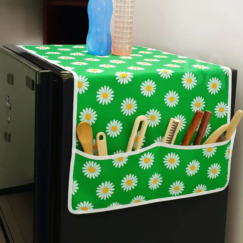 Rs. 170/each - Woven Pockets Fridge Top Cover (Green and Pink both available)